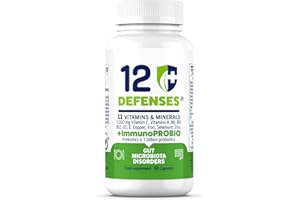 SUPREME NUTRIENTS Probiotiques et Prebiotiques pour la santé intestinale - 7 souches différentes - Multivitamines pour le système immunitaire avec Vitamine C 1000mg - 60 gélules - 12 Defenses