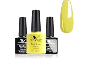 V VENALISA VENALISA Yellow Gel Nail Polish Top Coat and Base Coat Set,No Wipe Tempered Top Coat Soak off gel,Newly upgraded low odor formula Gel Nail kit Long Lasting Shiny High Gloss Finish