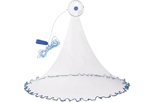 ‎COCOARM Cocoarm Fischernetz Hand Überwurf Angelnetz aus Nylon Angeln Net Tragbares Erweiterbar Nylon Mesh Net mit 8m Hand String Schwere Ring 3 Durchmesser