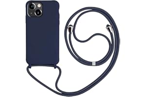 MEVIS MEIVS Funda Compatible con iPhone 13, Ajustable Collar Correa de Cuello CordónCarcasa de Silicona-Azul Oscuro