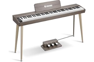 Donner DDP-60 Piano digital de 88 teclas para principiantes, teclado eléctrico con teclas sensibles a la velocidad, 128 voces, 83 ritmos, 8 efectos de reverberación, 5 curvas de intensidad, gris