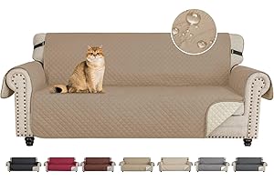 CHELZEN Impermeabile Divano Copertura 3 Posti Copridivano Mobili Protector per Soggiorno Bambini Cani Animali domestici (Cachi, 3 Posti)