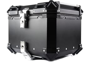 WNANCH Universal baúl de Moto Grande Capacidad 100L 80L 65L 55L 36L 28L topcase Moto Aluminio baul Moto con Placa y Kit de Montaje (Color : Negro, Size : 100L)
