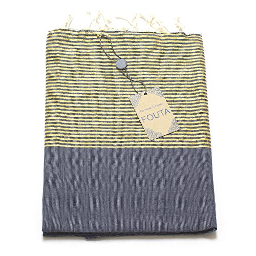 Fouta Lurex Hamam-Tuch Sauna-Tuch Pestemal Peshtemal XXL Extra Groß 197 x 100cm - 100% Baumwolle aus Tunesien als Strand-Tuch, für Bad, Picnic, Yoga, Schal (Orientalisches Türkisches Bade-Tuch) … (Jeans)