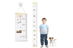 HEQISHUN Bambini Altezza Crescita Grafico Misurazione, Diagramma di Crescita della Tela Rimovibile per Bambini con Gancio per Appendere (200cm x 20cm)