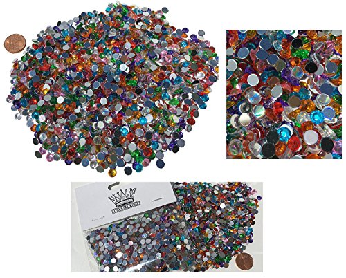 Acrylsteine Bastelsteine Steinchen Set bunt Mischung 2100 Stück gesamt / 1500 x 5mm bunt rund + 400 x 8mm bunt rund + 200 x 12mm bunt Eckig glitzernde bunte Runde Steinchen Bunte Mischung Deko Strasssteine eckige Acrylsteine Opaleffekt Regenbogeneffekt Laser Optik Regenbogensteine transparent klar kristall basteln Gltzersteine Schmucksteine Strass Steine zum Verzieren Dekorieren von CRYSTAL KING - 3