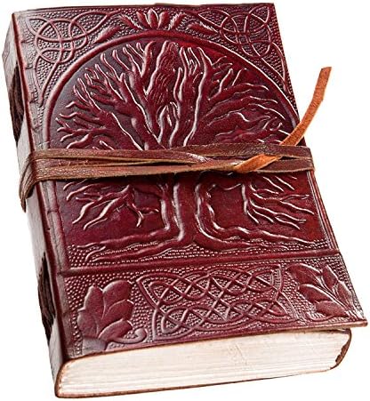 ArtWarmth Handmade Embossed Leather Journal Diary- Tree of Life Design