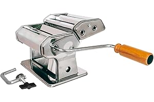 SF SAVINO FILIPPO Macchina per la pasta sfoglia fresca all'uovo sfogliatrice in acciaio cromato inossidabile funzionamento manuale a manovella spessore pasta regolabile in 6 misure