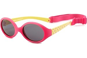 KIDDUS Occhiali da Sole Polarizzati per bèbe da 0 mesi, bambino o bambina. Filtro solare UV400 100% protezione. Fascia removibile. Disegnati a Barcellona. Modelli con vari motivi e disegni