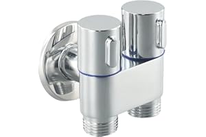 DRHOMEAM Valvola di controllo doppia G1/2 1-In-2-Out, doppio rubinetto di controllo a doppia maniglia per bagno bidet e doccia, rubinetti lavatrice rubinetto a parete