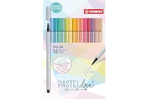 STABILO Pen 68 - Pennarello Premium - Pastellove Set - Astuccio da 15 - Colori assortiti