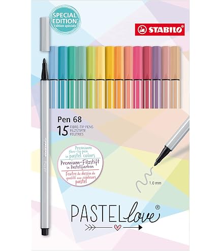 STABILO Pen 68 Fasermaler | Strichstärke 1,0 Mm | Grünerde | Wasserbasierte Tinte | 5er Pack