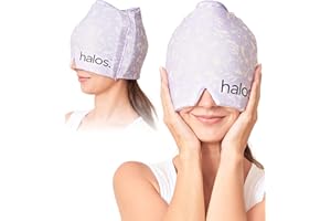 MyHalos® Migraine Relief Cap - Wearable Ice Pack Cold Wrap Hat -Reusable Cold Therapy Headache Cap & Migraine Cap, for Tension Headache Relief & Sinus Pressure - Form-Fitting Head Compress (Violet)