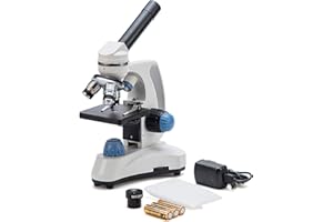 SWIFT SW150 Compound Monocular Student Microscope with 40X-1000X Magnification, Glass Optics, Extra 25X Widefield Eyepiece, Coarse and Fine Focusing, Dual Illumination, and Cordless Capability