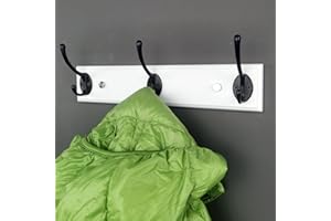 lomejii Perchero de madera para montaje en pared con 3 ganchos, 32cm, Perchero resistente para abrigo de invierno, sombrero, llave, perchero de ganchos de moderna para entrada, dormitorio, blanco