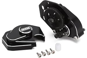 INJORA CNC Aluminium Complete Transmission Gearbox with Steel 0.3 Mod Transmission Gear for Axial SCX24 Deadbolt C10 JLU Gladiator Bronco 1/24 RC Crawler Car Upgrade,Black