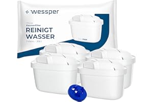 Wessper Filtry do Dzbanka Filtrującego Wodę, Redukcja Chloru i Metali Ciężkich | Filtry są zamiennikami dla filtrów Dafi Unimax Aquaphor A5 BRITA Maxtra+ PHILIPS AWP212/10 – Zestaw 4 Sztuk