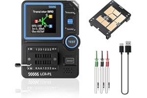 DEWIN Probador de Transistores,LCR-P1 Transistor Tester Medidor de Transistores Multifuncional con Pantalla a Color para Componentes Electrónicos de Capacitancia, Resistencia
