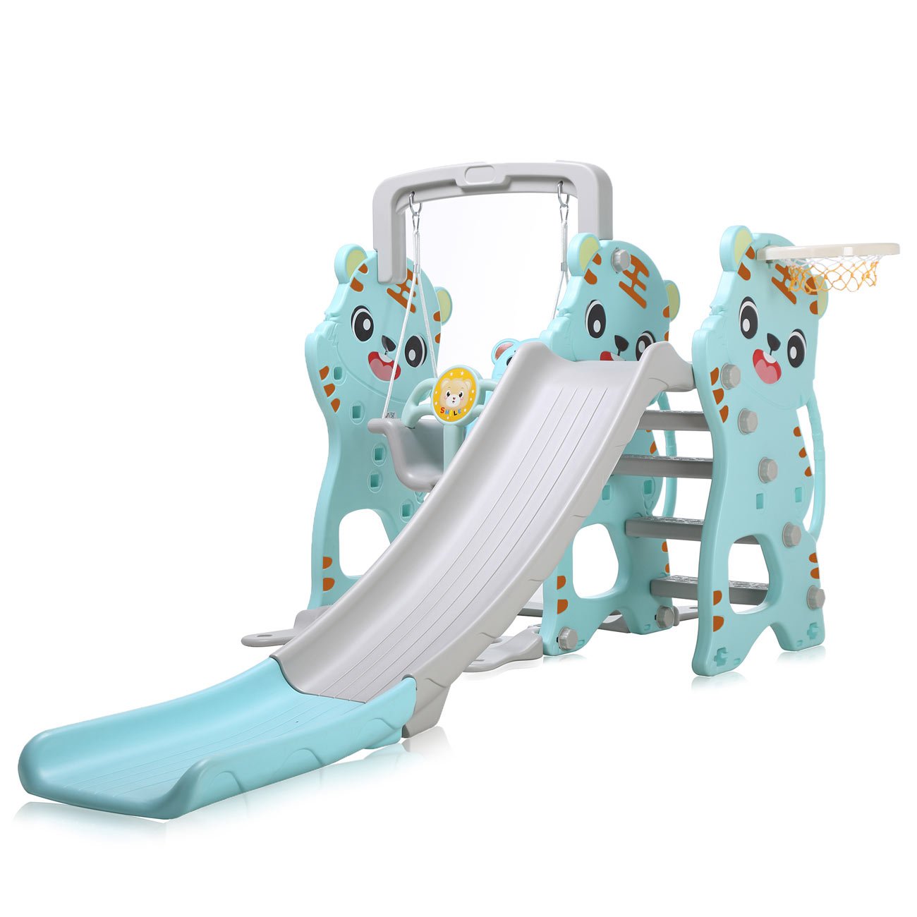 Baby-Vivo-Toboggan-Aire-de-jeux-Balanoire-pour-Enfants-chelle-Extrieur-et--lIntrieur-Jardin-en-Turquoise-Gris