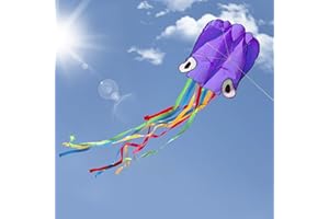 Cometa Infantil, Hillylolly Juguete Cometa, Cometas Fáciles de Volar, Cometa Adulto Grande Playa, Cometa Acrobatica Niños, con 8 Colas Coloridas, Actividades al Aire Libre