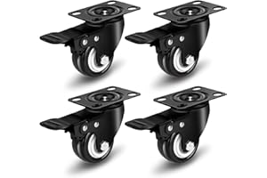 WWLEIHUO 4 pezzi Ruote per mobili,ruote con freno,Ruote Girevoli Pesanti fino a 400kg,Diametro 2"/50mm(Noir)