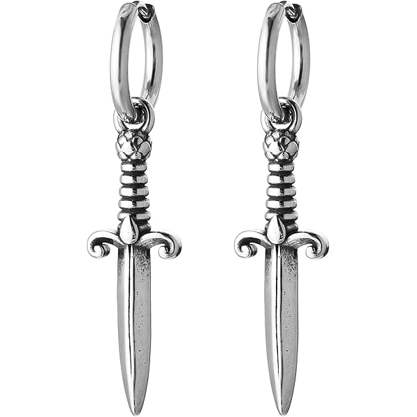 Orecchini Pendenti A Spada Gotica In Argento | Gioielli Punk A Forma Di Coltello Per Donne, Regalo Originale