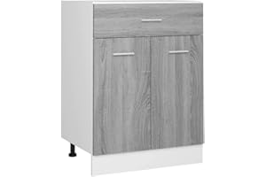 vidaXL Armario Inferior Cocina Alacena Muebles Estantería Almacenamiento Guardar Cuencos Platos Ollas Contrachapado Gris Sonoma 60x46x81,5 cm