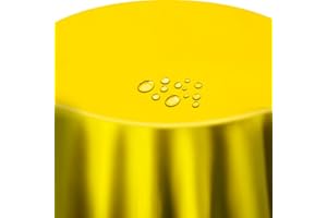 ‎DECOHOMETEXTIL HEIMTEXTILMANUFAKTUR Lacktischdecke Tischdecke Wachstuch Wachstischdecke Rund Oval Größe und Farbe wählbar Gelb Rund ca. 140 cm abwaschbare Gartentischdecke