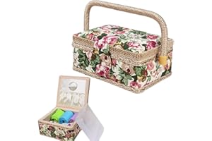 DOEDOEFONG Scatola da cucito Organizzatore, scatola da cucire, 19,5 x 13 x 10 cm, scatola di immagazzinaggio per lavori manuali di cucito, kit di cucito per la casa e l'uso quotidiano