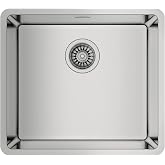 TEKA Undermount Sink 1 Bowl Stainless Steel 18/10, Radio R15, Drain with Basket Valve 3&frac12;", SilentSmart, Depth 20 cm, Furnitur