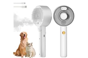 YEAHGO Cepillo Vapor para gato, 4 en 1 Autolimpiante y Masaje, Compatible con Cachorros de Gatos Cortos, Medianos y Largos