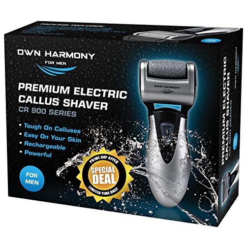 Lima-Electrónica para el Cuidado de los Pies de Hombres Own Harmony - Profesional y Poderoso - Recargables Aparato de Pedicura Eléctrico con 3 Diamond Rodillos - Elimina Piel Seca y Endurecida