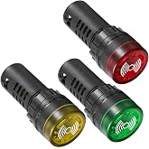 Gebildet 3 Pieces AC 230V Buzzer Indicator Light 22mm Panel Mount Flashing Alarm for Electric Control Panel, DIY Projects (Re