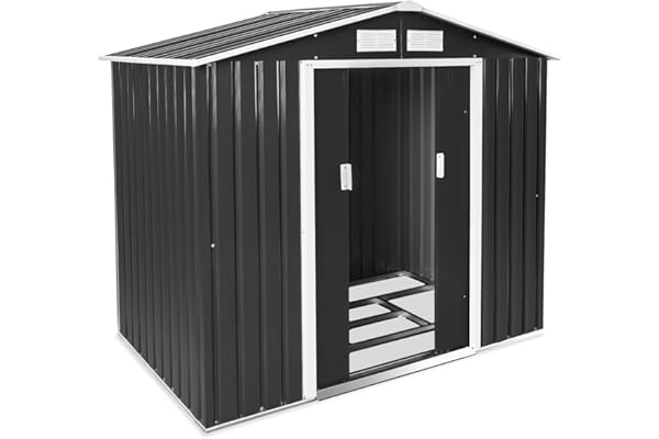 tectake® Abri de Jardin en métal 4.2m³, Cabane de Jardin à Outils, Toiture 2 pans avec Fondation, Rangement et Stockage extérieurs Moto Vélo Tondeuse Brouette Outils de Jardinage, 214 x 130 x 185 cm