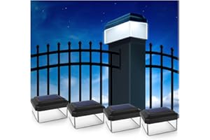 Green Blue GB125 LED Solarlampe Zaunpfahl Gartenlicht mit Dämmerungssensor Warmweiß 4000K Akku (Schwarz, 4 Stück 60x40 mm)