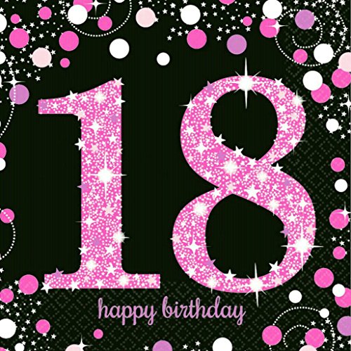 Servietten 18 Geburtstag mit Prägung Pink Schwarz 16 Stück 33x33cm
