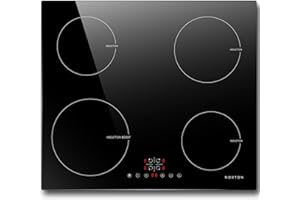 NOXTON Piano Cottura a Induzione 4 Fuochi, 6400W Piani Cottura Elettrici Domino Incasso, 60cm Piastra Induzione nero con Toccare, Sensore Sicurezza Bambini Blocco, 220 V-240 V, Vetro
