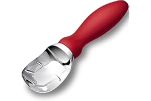 Rainspire Ice Cream Scoop Stainless Steel with Comfortable Handle, Ice Cream Scooper Heavy Duty, Ice Cream Spade Great for Spooning Frozen Hard Gelato and Sorbet, Cookie Dough, Melon (Red)