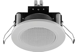 MONACOR SPE-82/WS kleiner Einbau-Lautsprecher mit einer Nennbelastbarkeit von 6 Watt für Sprache und Hintergrundmusik geeignet, Decken- und Wandlautsprecher mit einer Impedanz von 4 Ohm, in Weiß