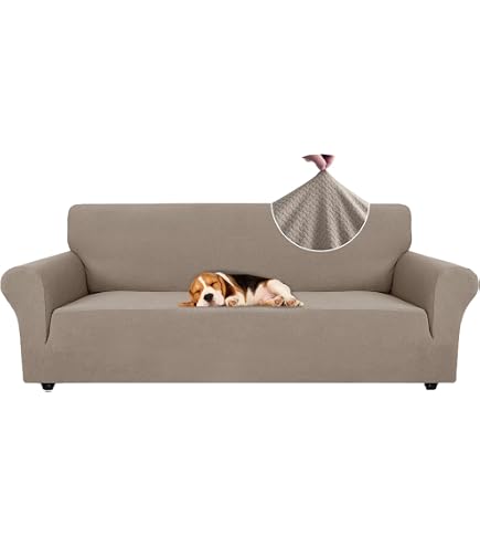 U-NICE HOME Copridivano Grande 4 Posti 229 Cm - Impermeabile, Antiscivolo Con Cinghie, Reversibile, Tortora, Protezione Per Animali Domestici - 5