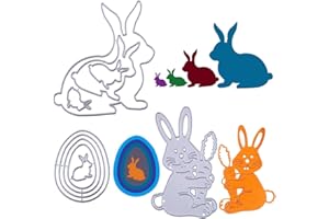 VINFUTUR 3Stk Stanzschablonen Ostern Prägeschablonen Osterei und Osterhasen Stanzformen Schablonen Schneiden für DIY Grußkarte Scrapbooking Sammelalbum Fotoalbum Deko Easter Egg Rabbit Cutting Dies