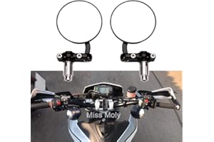 MISS MOLY Motocicleta Redondo Espejos de Barra,Retrovisor Lateral para Manillar de 7/8 "se adapta al Crucero Chopper(#2-Negro)