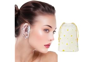 JFGLORIX Wasserdichte Premium-Ohrenschützer – Einweg-Gehörschutz aus Polyethylen für Dusche, Haarfärbemittel und Salongebrauch – elastische Ohrkappen für Erwachsene, 200 Stück