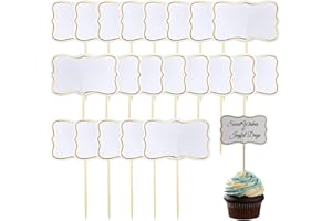 SHININGUU Food Labels for Buffet - 50Pcs Blank Food Flags Signs for Custom Writing | Wooden Toothpick Flags Suitable for Parties, Weddings, Picnics and BBQs