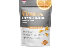 CLUB VITS Vitamin C 1000mg Chewable - 360 Tablets - Supports Immune Health and Helps Fight Colds - Helps Reduce Tiredness and Fatigue