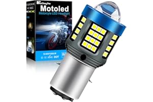 KaiDengZhe H6 LED Ampoule Phare Moto, 2025 Nouvelle Mise à Niveau BA20D LED Ampoules Phare de Moto Avec Projecteur HD, 25W 12V-80V Moto Kit de Conversion de Feux de Croisement/élevé Blanc (1PCS)