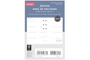 Filofax Calendario Miniimal Week to view Diary Refill Pack Pocket 2026