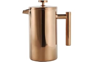 ECHTWERK Prensa Francesa de Acero Inoxidable, Prensa de café térmica aislada de Doble Pared, cafetera con Filtro de Prensa para casa Camping y Oficina, 800 ml, Cobre-Edición