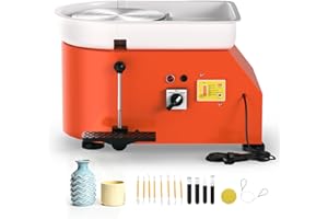 Kotsy Töpferscheibe Elektrisch Groß 350W,Töpferscheibe Elektrisch Profi mit 25CM Plattenteller,Trehscheibe Töpfern mit Töpferwerkzeugen,für Erwachsene,DIY,Töpferanfänger,Töpferstudio (orange)