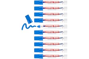 edding 950 industry painter - blue - 10 pens - round tip 10 mm - marker for writing on metal, rocks, wood - rough or wet surfaces - Permanent, waterproof